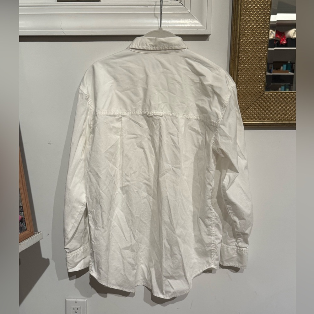 White Button Down Collared Long Sleeve Blouse - image 3